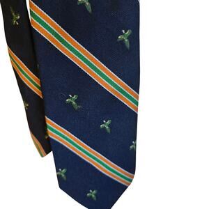 Ferrell Reed stripe and parrot silk blend tie